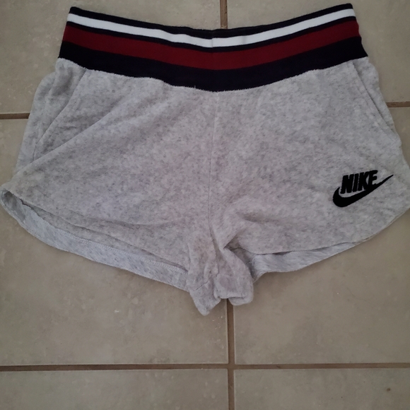 Nike Heather Gray Shorts with Red and Black Waistband - Picture 1 of 3